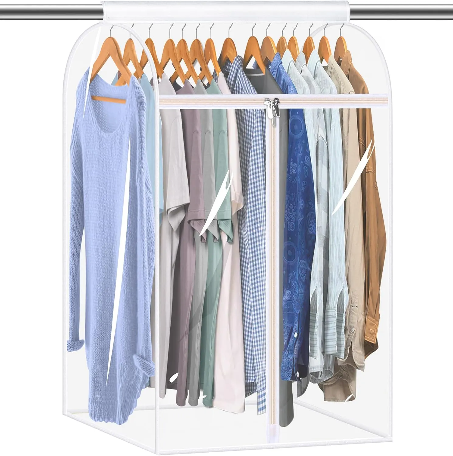 KEETDY 35" Hanging Garment Bags for Closet Storage Large Clear Garment Bags for Hanging Clothes Garment Rack Cover Coat Protector for Suit, Wardrobe, Bottom Enclosed