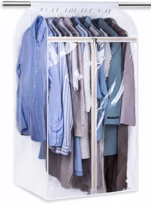 KEETDY 43" Hanging Garment Bags for Closet Storage Large Clear Window Hanging Clothes Storage Garment Rack Cover Coat Protector for Suit, Wardrobe, Bottom Enclosed