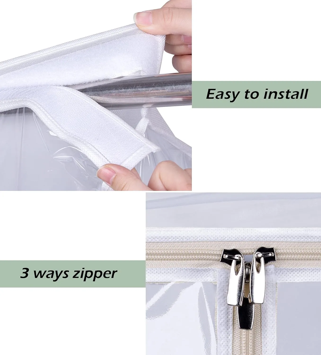 KEETDY 43" Hanging Garment Bags for Closet Storage Large Clear Window Hanging Clothes Storage Garment Rack Cover Coat Protector for Suit, Wardrobe, Bottom Enclosed