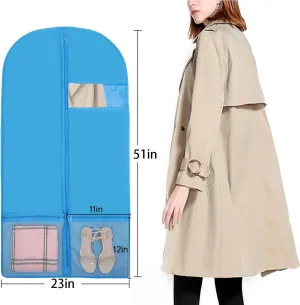 Kernorv Breathable Dust-Proof Garment Bags, Set of 5 Environmental Zipper Garment Bags for Dance Costumes, 51" Foldable Dance Garment Bags with Clear Window for Dance Dress, Storage or Travel