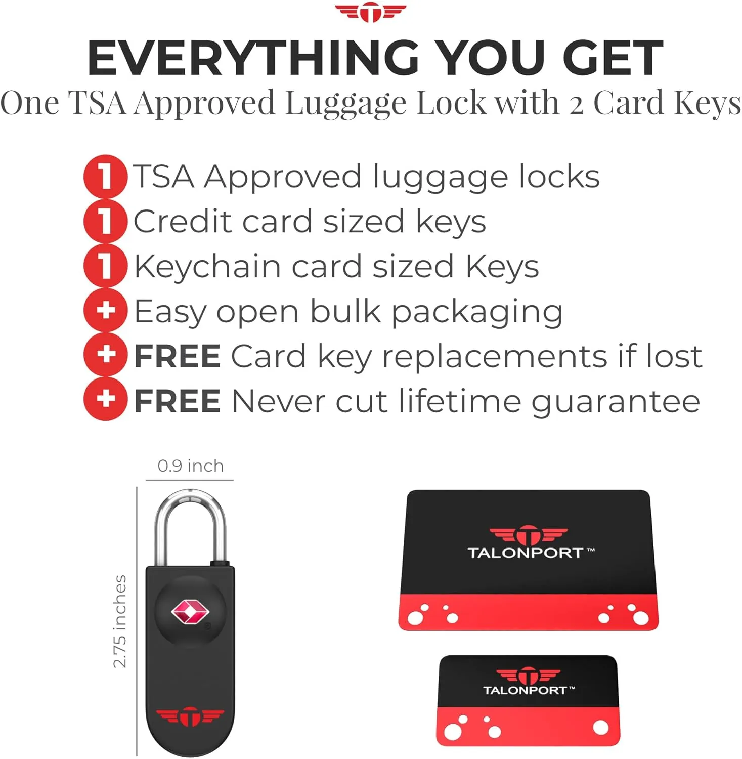 Keyless TSA Approved Luggage Lock with Lifetime Card Keys & No Combo to Forget