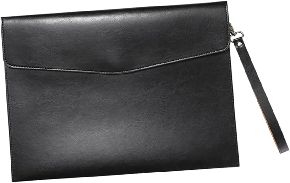 KICHOUSE Important Contract Storage Bag PU File Folder with Buckle Document Organizer for Home and Office Capacity for Bills Receipts and Cards Document Holder