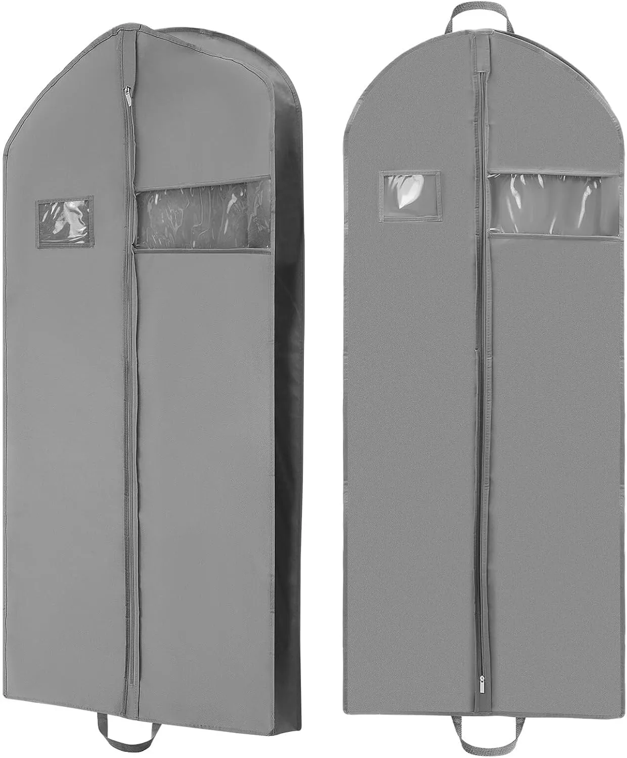 Kichvoe 2 Pack Un Woven Fabric Transparent Window Garment Bags 152 * 60 * 10cm Suit Bag Travel Dress Cover