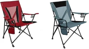 Kijaro XXL Dual Lock 400lb Camp Chair Bundle - Red Rock Canyon Chair Supports 400lbs and Hallet Peak Gray Chair Supports 300lbs