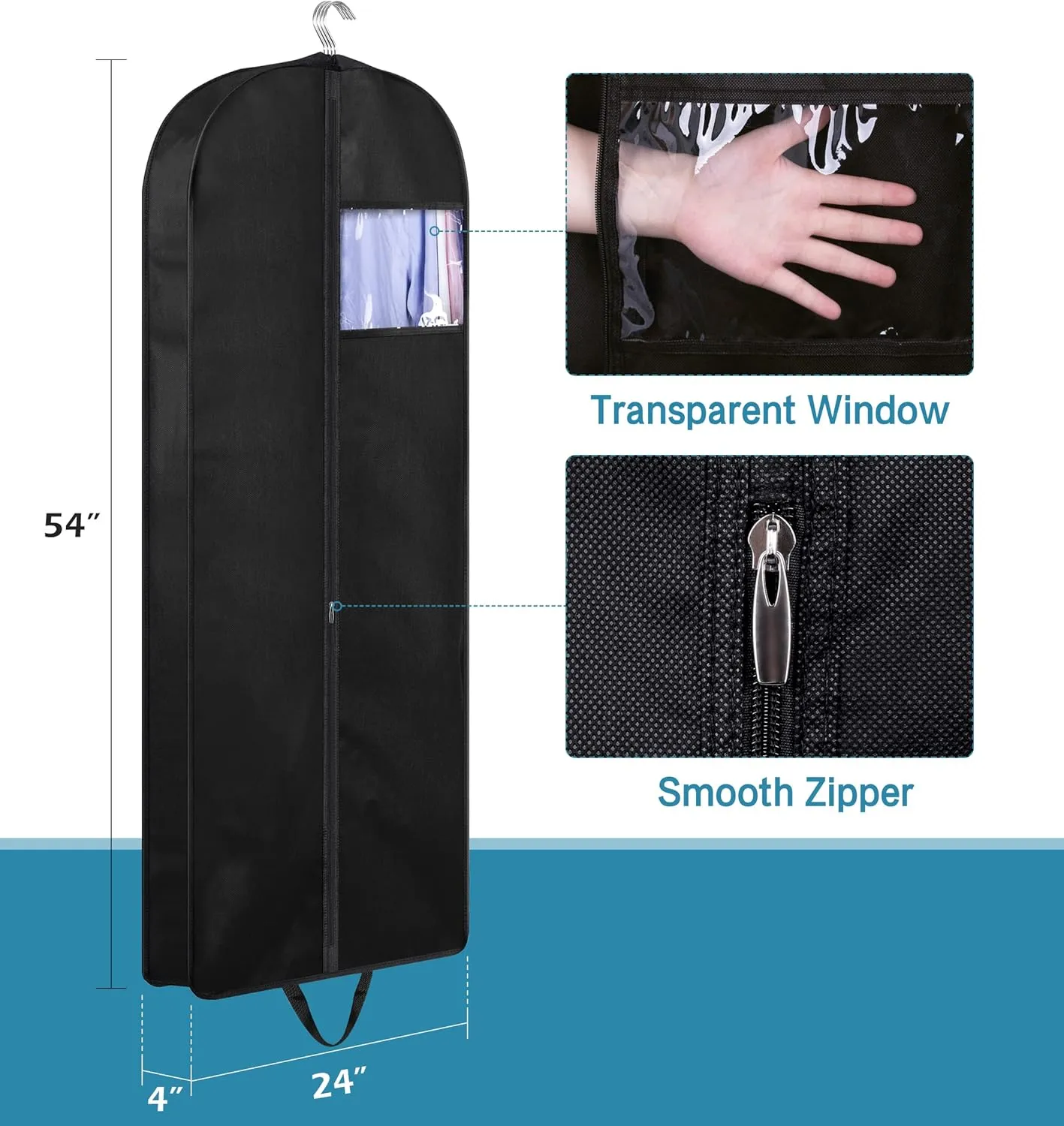 KIMBORA 54" Suit Bags for Closet Storage and Travel, Gusseted Hanging Garment Bags for Men Suit Cover With Handles for Clothes, Coats, Jackets, Shirts（3 Packs）