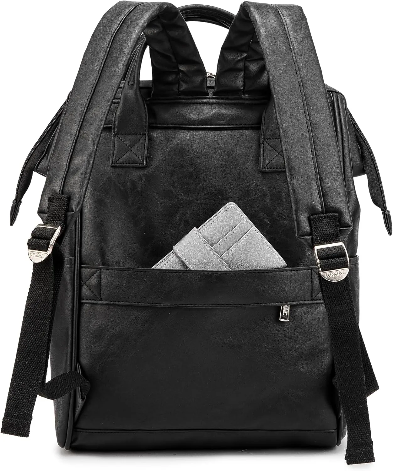 Kinmac Laptop Backpack for Women and Men, Large Capacity Travel Backpack for 15.6 inch Laptop Computer (Black PU)