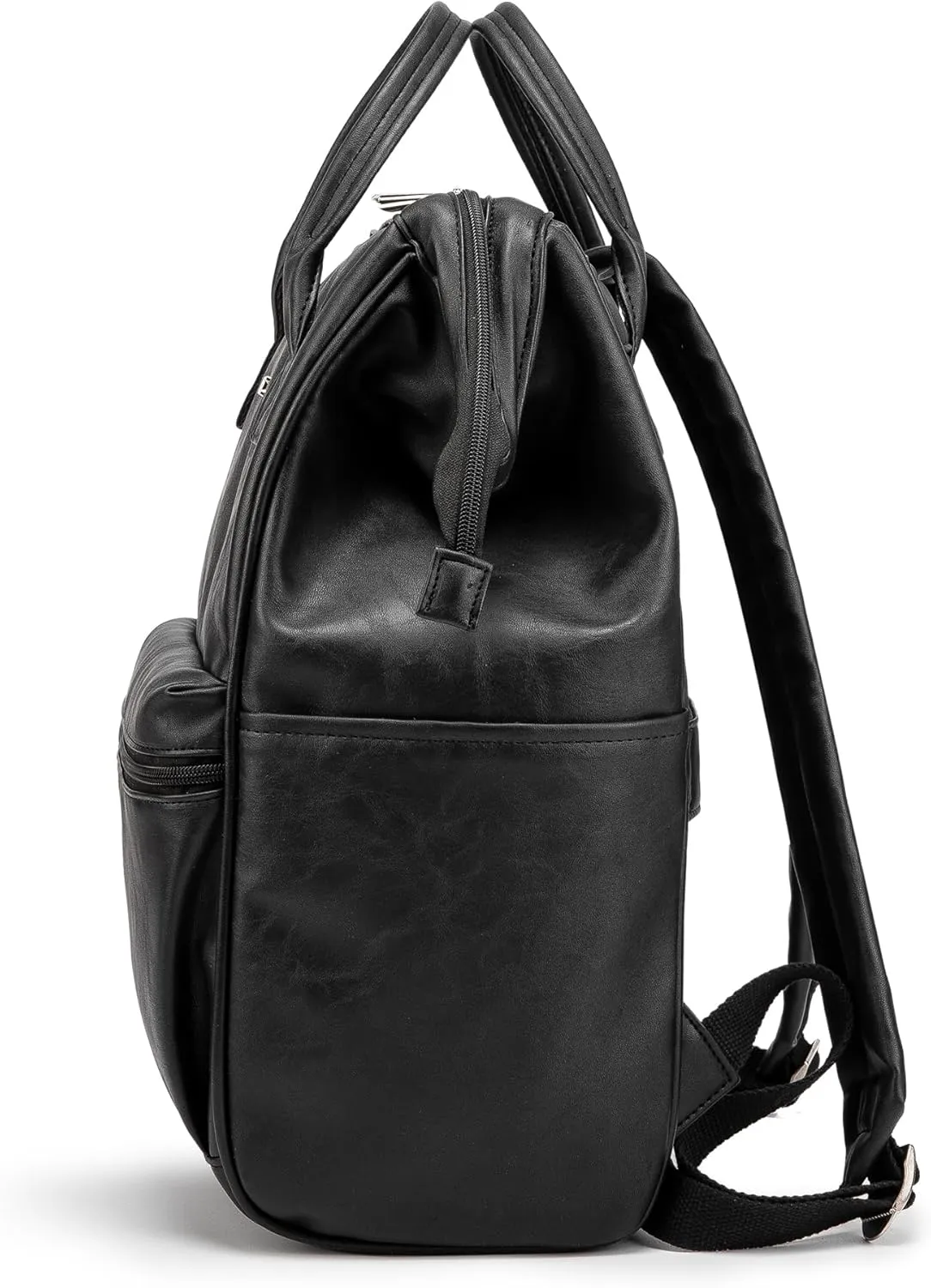 Kinmac Laptop Backpack for Women and Men, Large Capacity Travel Backpack for 15.6 inch Laptop Computer (Black PU)