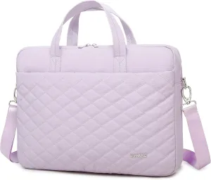 Kinmac Laptop Briefcases,Laptop Case Shoulder Bag With Muti-Pockets For MacBook Pro 16 inch and 15.6 inch to 16 inch Laptop (Purple Embroider)