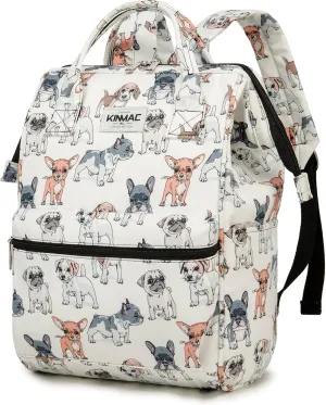 Kinmac Wide Open Style Laptop Backpack College Travel Outdoor Backpack For Laptop Up to 15.6 Inch (Dog)