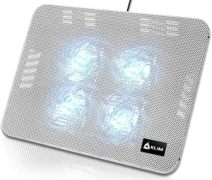 KLIM Serenity   Laptop Cooling Pad for Laptop   11 to 15.6 inches   Perfect for Small and Medium Laptops   Stable and Sturdy Metal Grid   Silent Laptop Cooling Stand   White