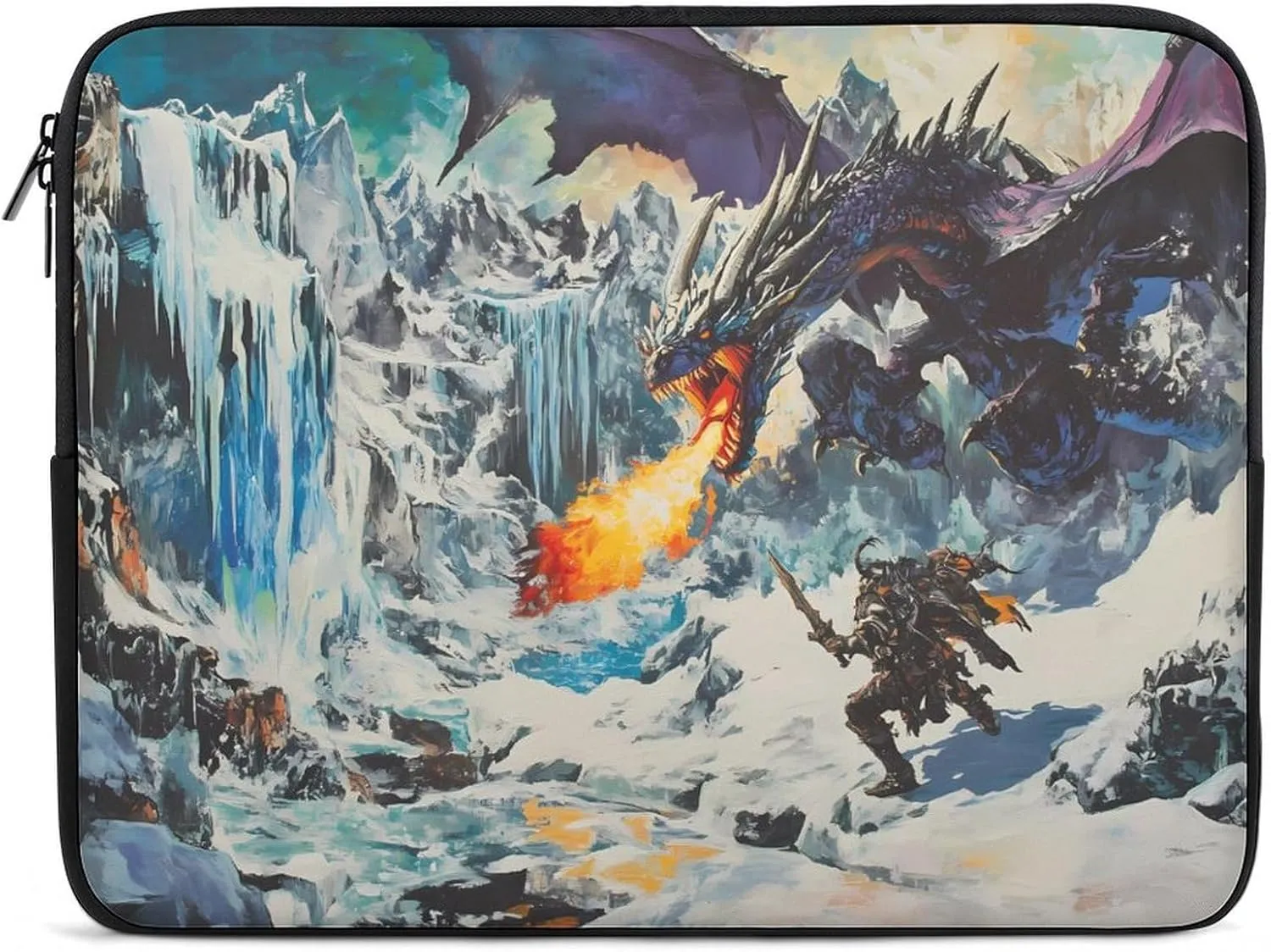 Knight Battle Flame Evil Dragon Fashion Laptop Sleeve Bag Computer Carrying Case for Business Office Travel
