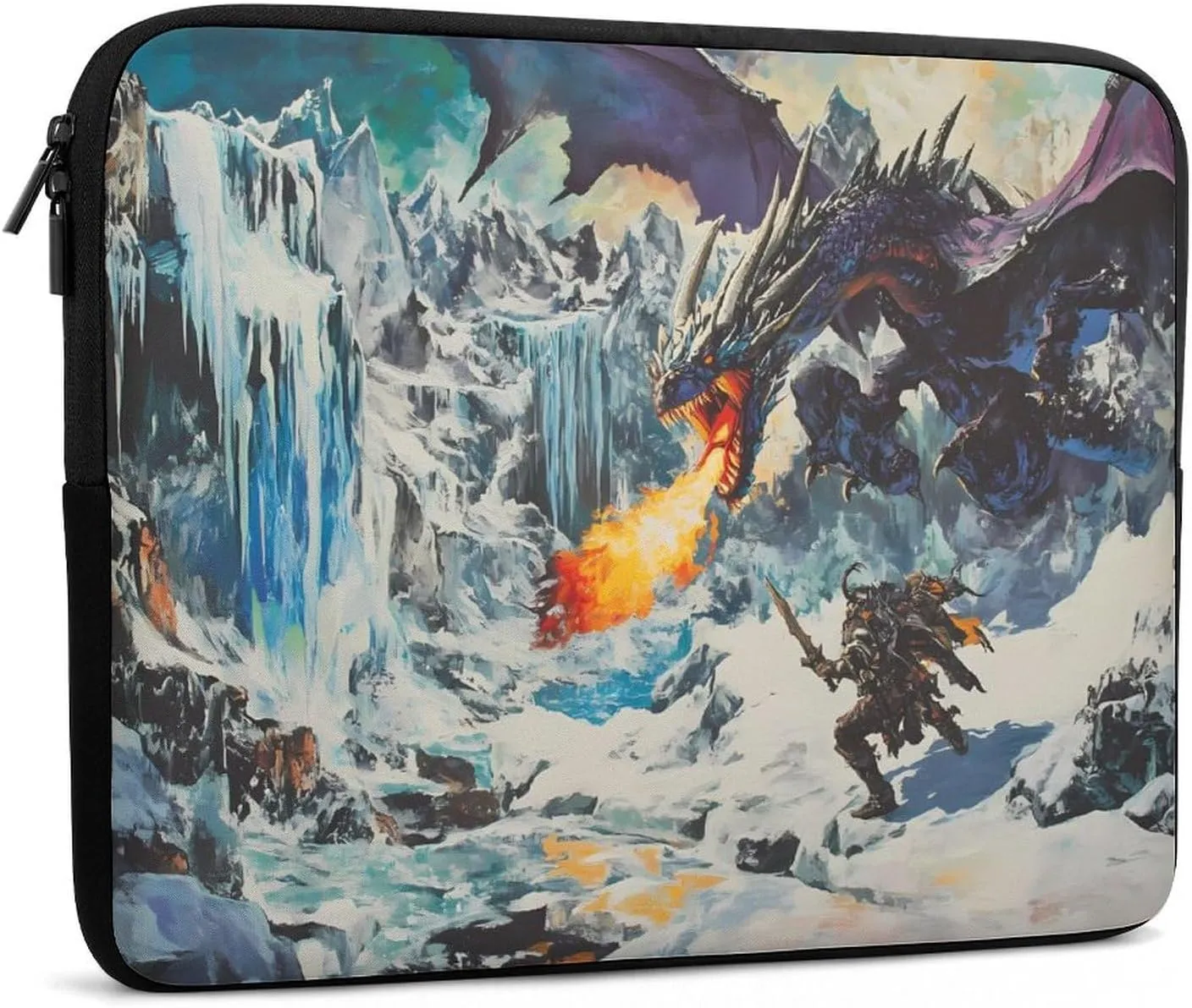 Knight Battle Flame Evil Dragon Fashion Laptop Sleeve Bag Computer Carrying Case for Business Office Travel