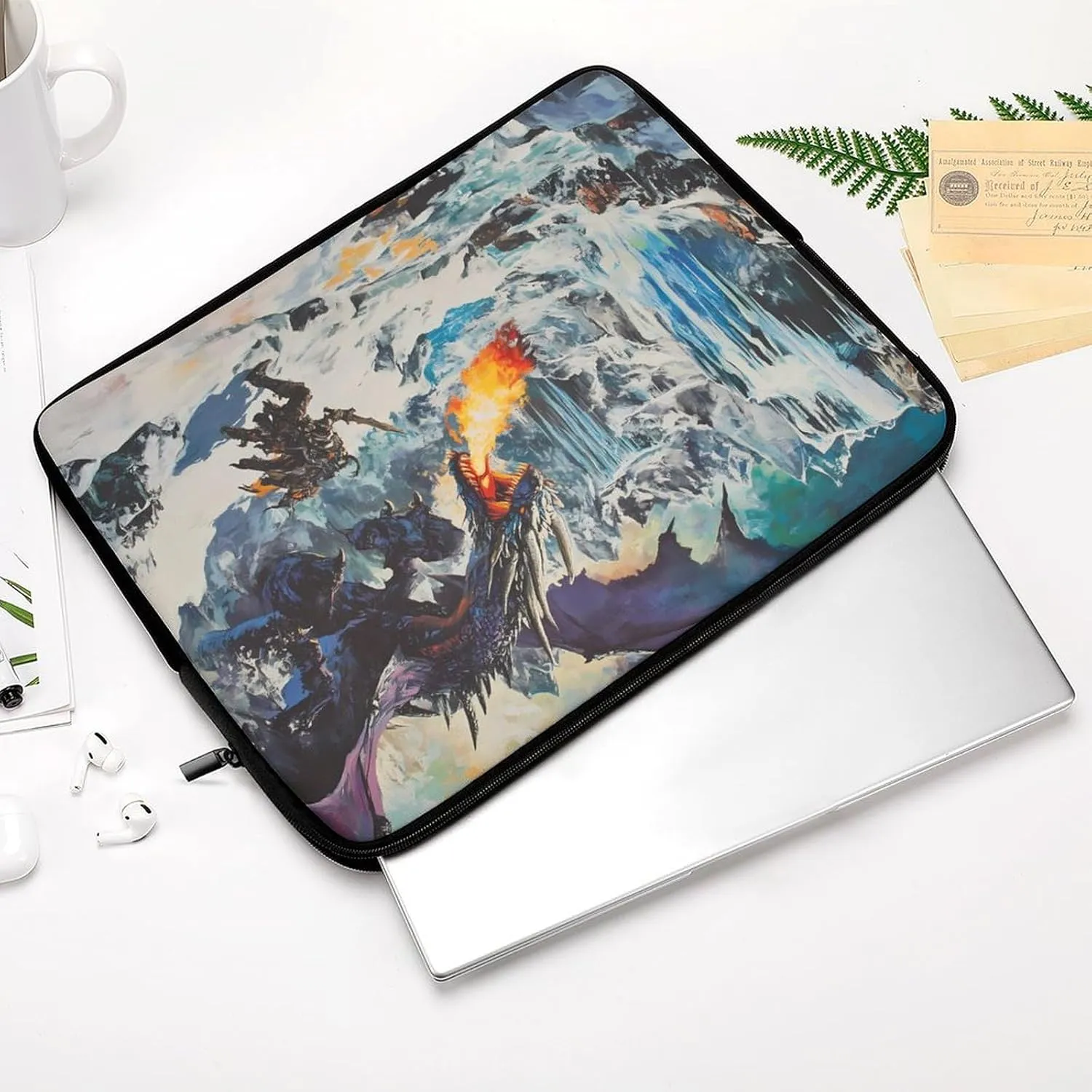Knight Battle Flame Evil Dragon Fashion Laptop Sleeve Bag Computer Carrying Case for Business Office Travel