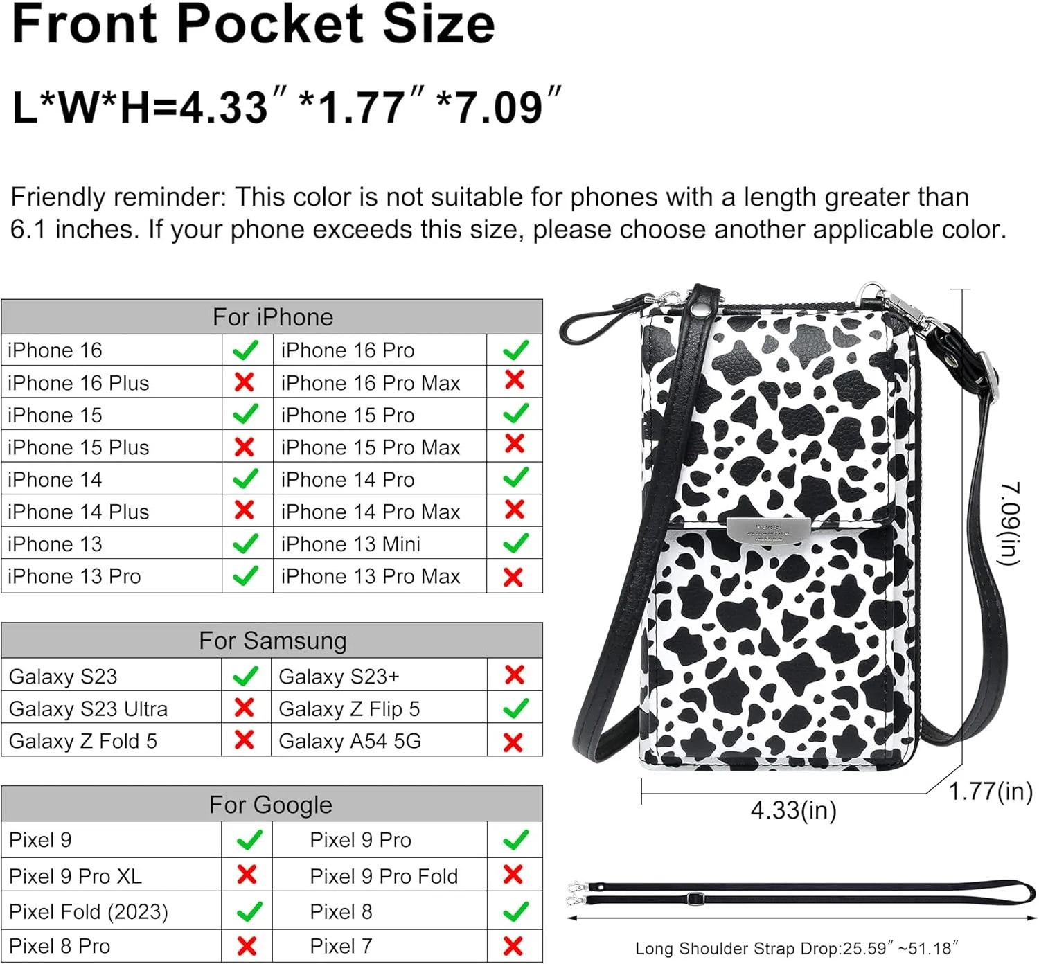 KUKOO Small Crossbody Bag Cell Phone Purse Wallet with Credit Card Slots for Women