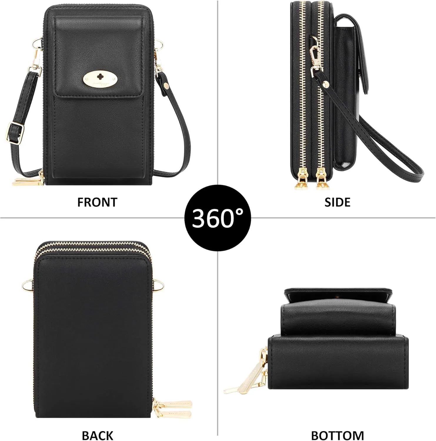 KUKOO Small Crossbody Bag Cell Phone Purse Wallet with Credit Card Slots for Women