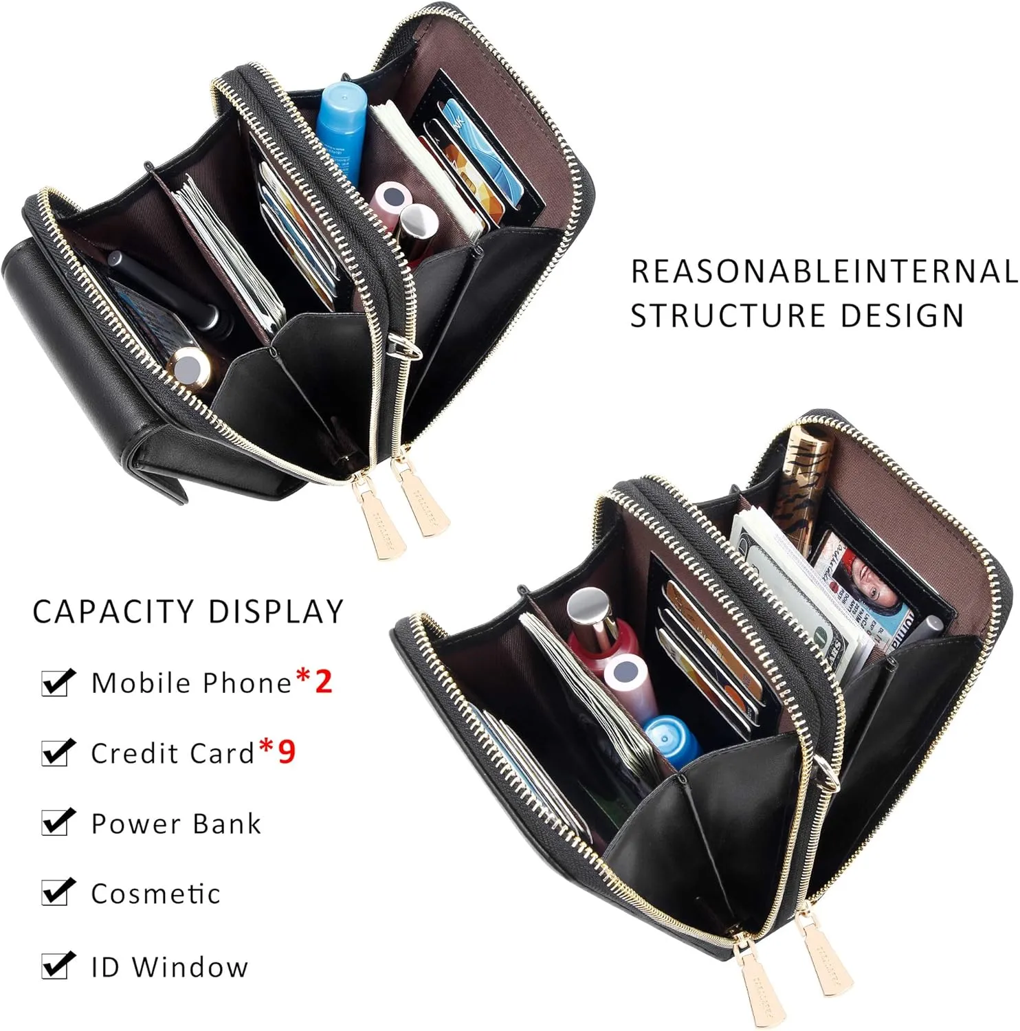 KUKOO Small Crossbody Bag Cell Phone Purse Wallet with Credit Card Slots for Women