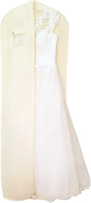 L-Pack Extra Long Ivory Wedding Dress Garment Bag - Premium Clothes Cover for Elegant Dress Storage or Travel - Ivory Bridal Gown Protector with Extended Length (Ivory, Set-of-2-72in).