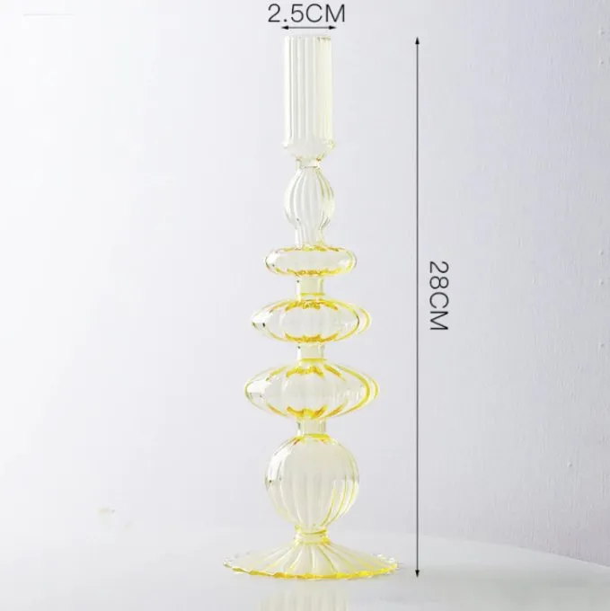 Lace Taper Glass Candlestick Holder in Green