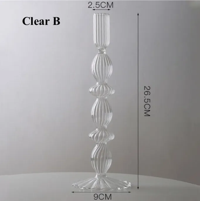 Lace Taper Glass Candlestick Holder in Green