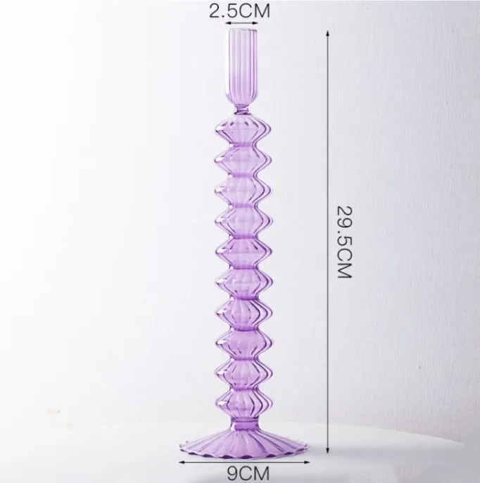 Lace Taper Glass Candlestick Holder in Green