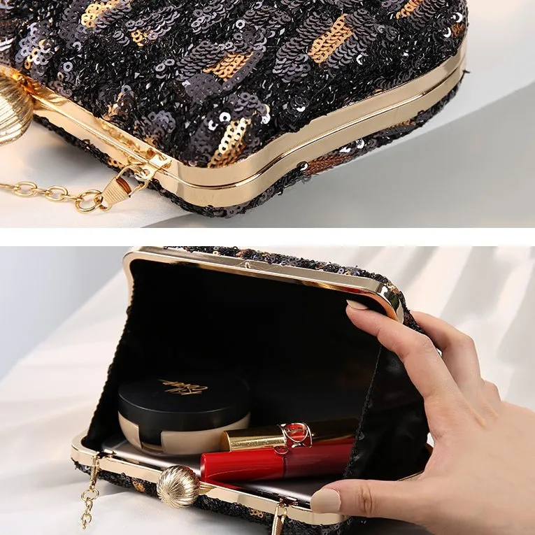 Lady Leopard Sequin Party Clutch Purse
