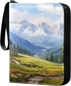 Landscape Painting Card Binder, 400 Pockets Card Holder with 50 Sleeves, Sturdy Card Holder Folders for Game Cards & Sports Cards