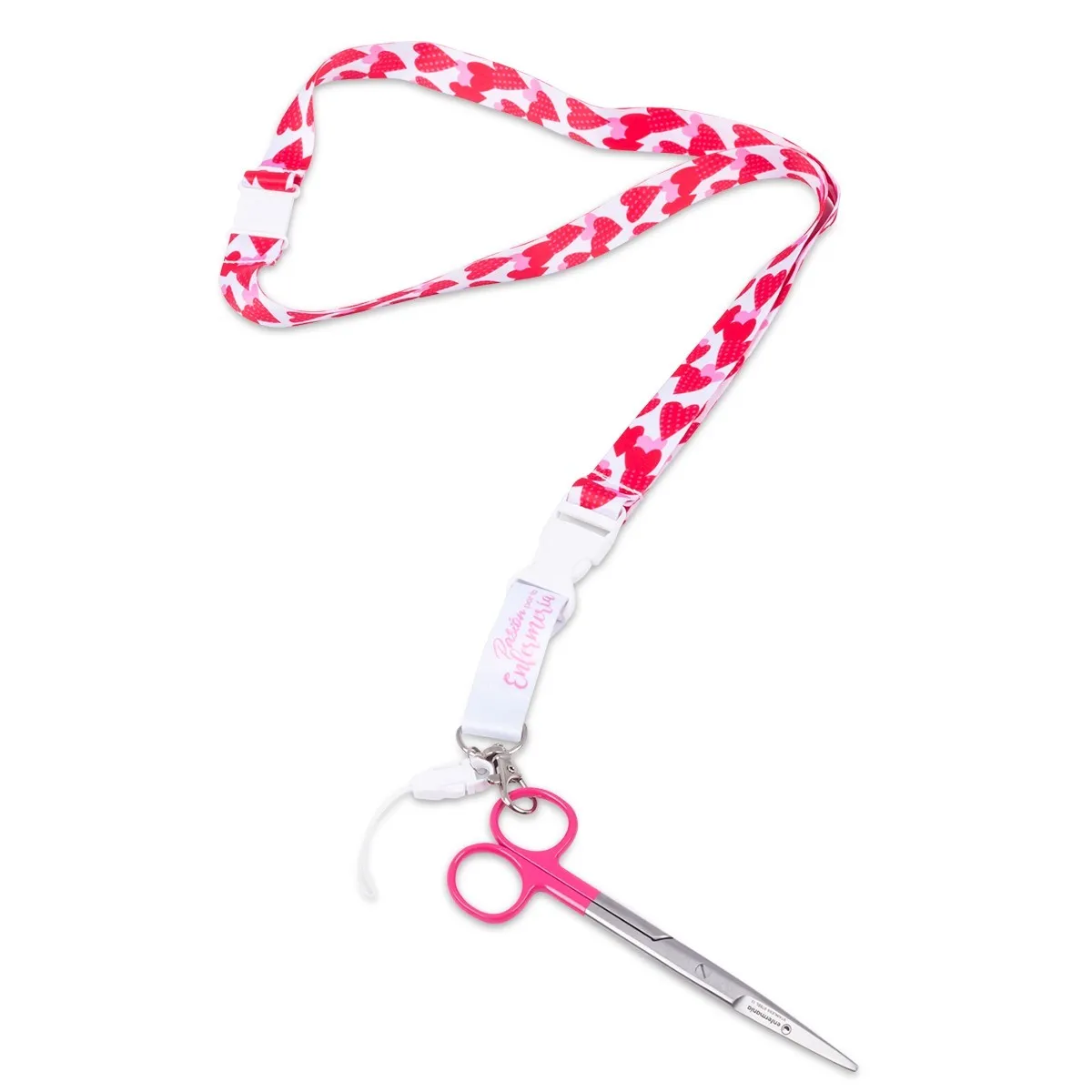 Lanyard with Trident Hook & Carabiner & Safety Clip Pink Heart