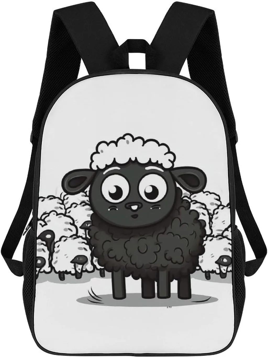 Laptop Backpack for Men 17 Inch Cartoon Black White Sheep Work Casual Backpack Lightweight Travel Shoulder Bag