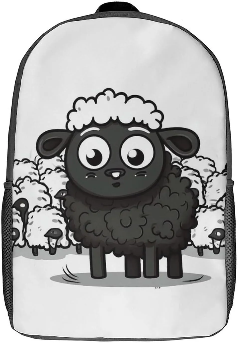 Laptop Backpack for Men 17 Inch Cartoon Black White Sheep Work Casual Backpack Lightweight Travel Shoulder Bag