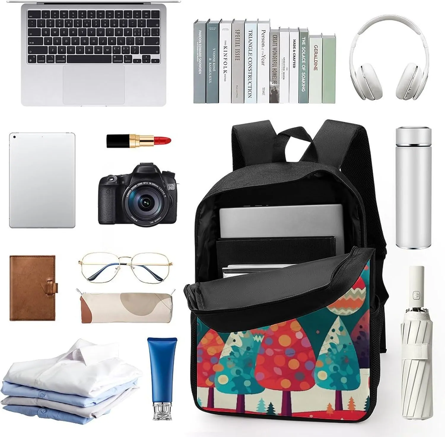 Laptop Backpack for Men 17 Inch Cute Christmas Tree Work Casual Backpack Lightweight Travel Shoulder Bag