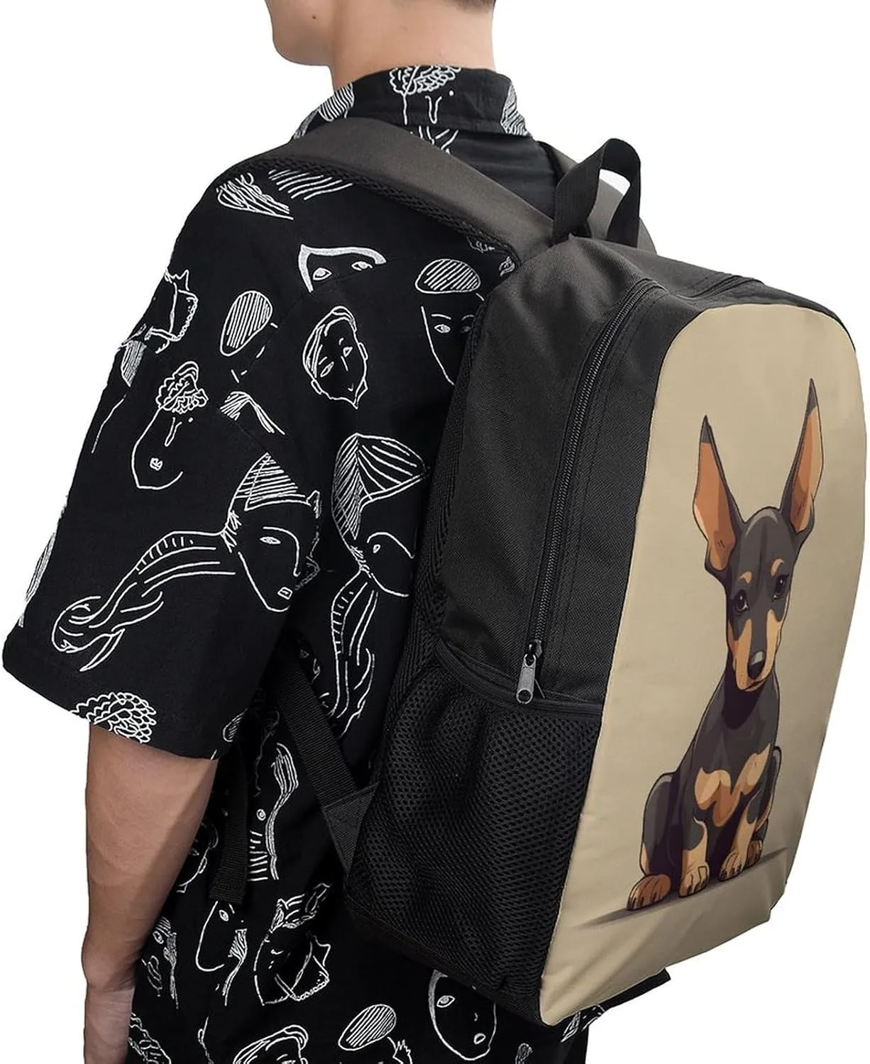 Laptop Backpack for Men 17 Inch Doberman Puppy with Erect Ears Work Casual Backpack Lightweight Travel Shoulder Bag