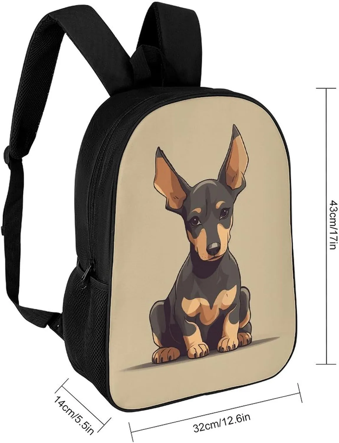 Laptop Backpack for Men 17 Inch Doberman Puppy with Erect Ears Work Casual Backpack Lightweight Travel Shoulder Bag