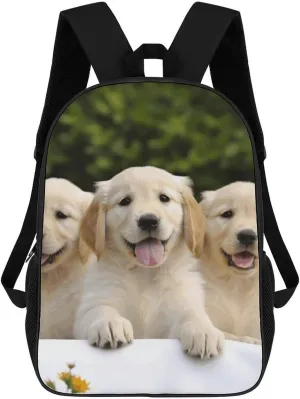Laptop Backpack for Men 17 Inch Golden Retriever Puppies Work Casual Backpack Lightweight Travel Shoulder Bag