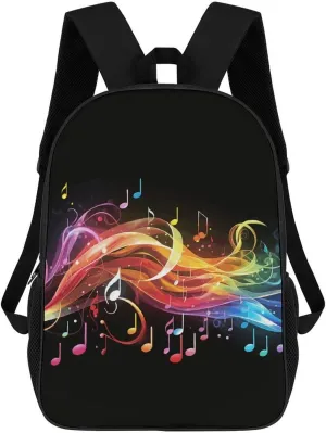 Laptop Backpack for Men 17 Inch Rainbow Musical Note Melody Work Casual Backpack Lightweight Travel Shoulder Bag