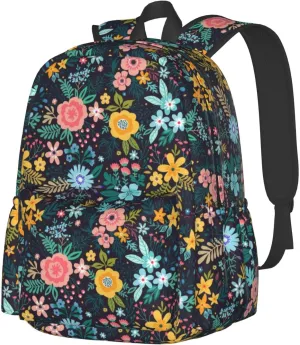 Laptop Backpack for Men Women Flower Topics Casual Travel Backpacks Lightweight College Backpack with Laptop Compartment for Daily Commutes Work Travel Hiking Daypack