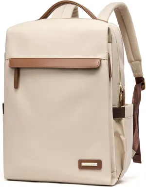 Laptop Backpack for Women Slim Computer Bag Work Travel College Backpack Purse Fits 15 Inch Notebook (Apricot) Casual Daypack for Work Travel College Backpack Purse Separate Laptop Compartment