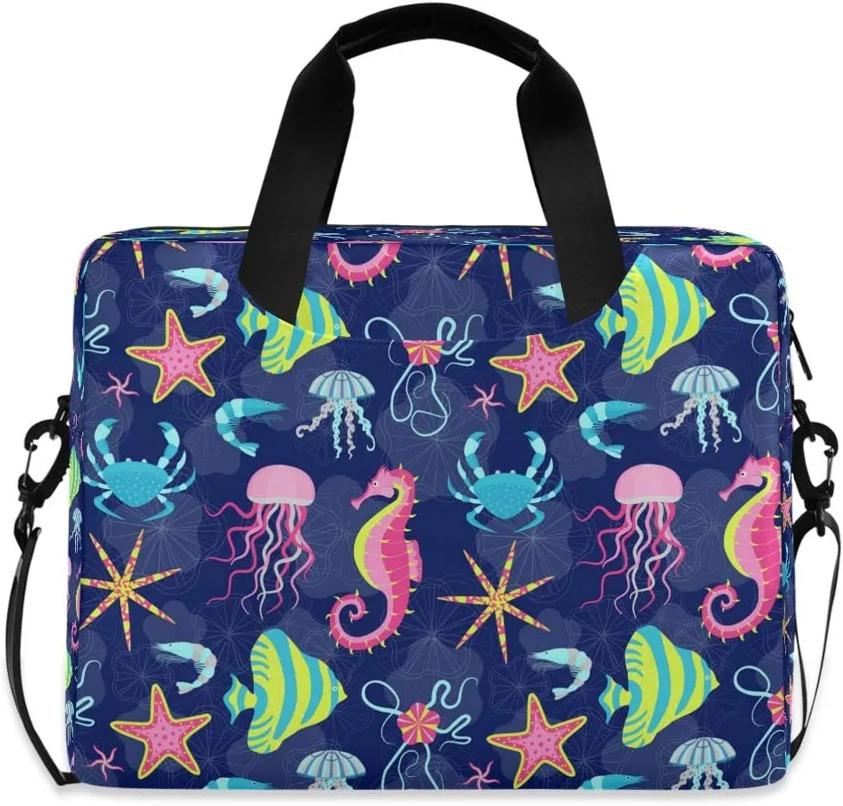 Laptop Bag Sea Starfish Seashore Laptop Sleeves Case for 13 14 15.6 Inch Computer Tablet Briefcases Carrying Case Shoulder Bag for Work