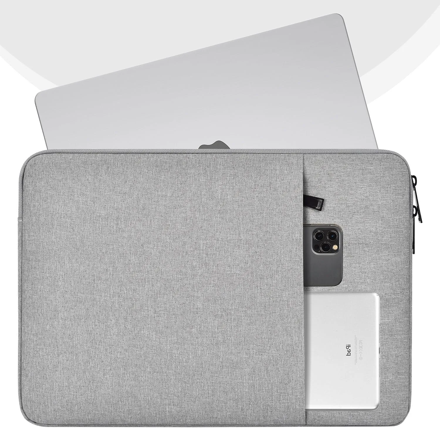 Laptop Sleeve Case 15.6 16 inch, Shockproof Protective Computer Carrying Cover with Accessory Pocket, Water-Resistant Travel Laptop Bag for HP, Dell, Lenovo, Acer, ASUS, Chromebook -Grey