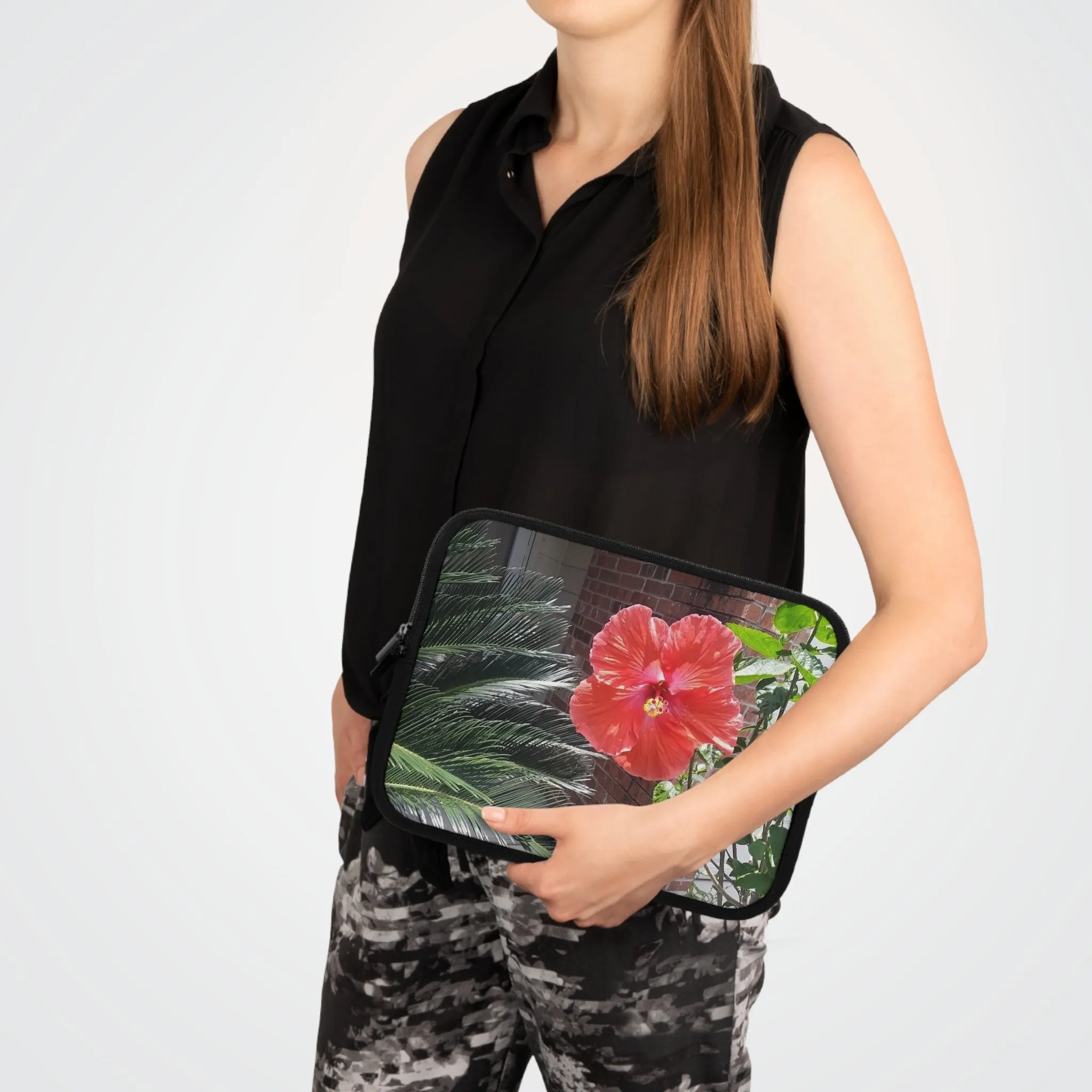 Laptop Sleeve with Peach Hibiscus Flower Design 7 Inch 10 Inch 13 Inch 15 Inch 17 Inch