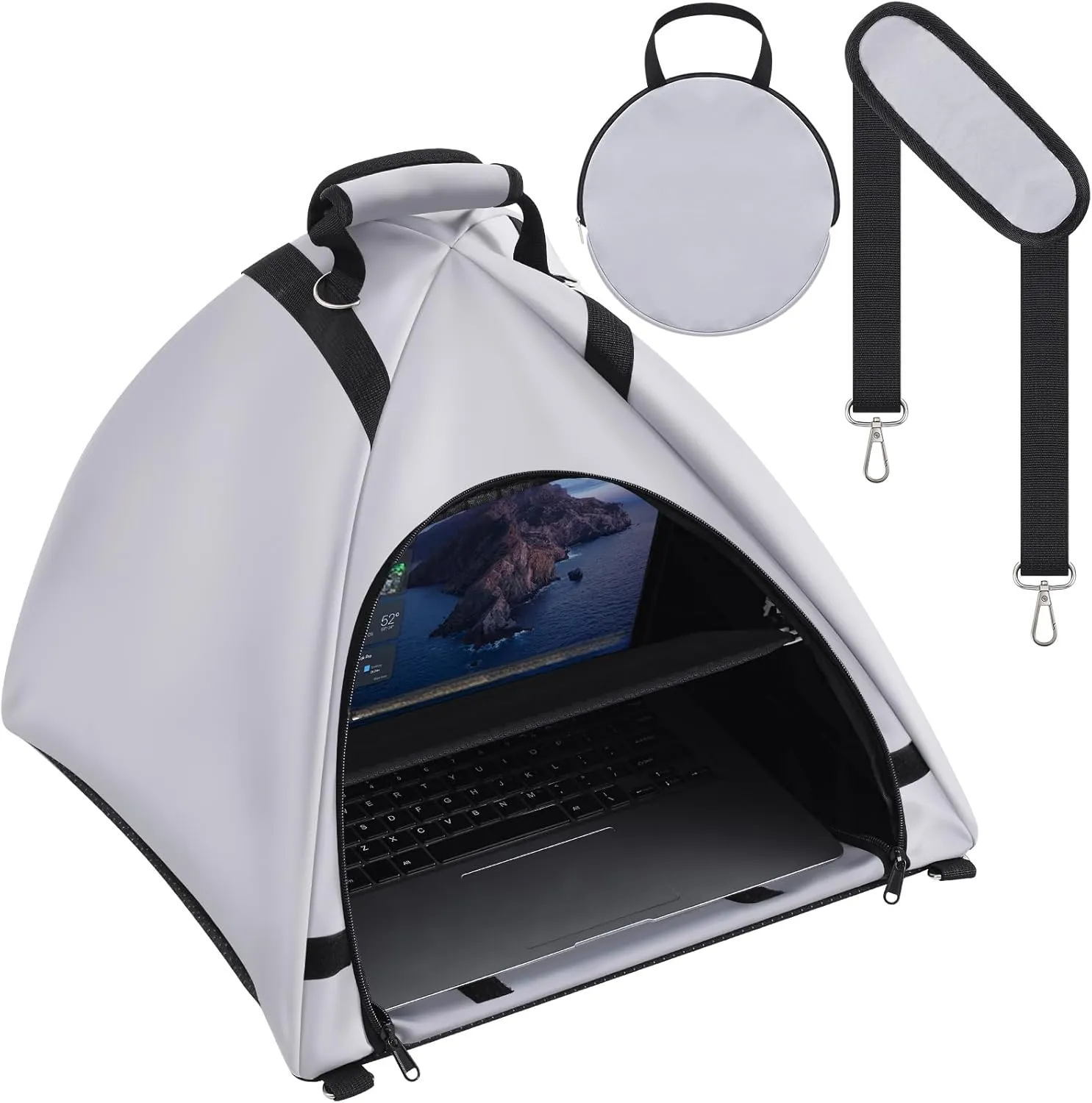 Laptop Sun Shade and Water Resistant Tent Bag with Glare Shield, Shoulder Strap, Portable Case for Working Outdoor Foldable Privacy Cover Hood