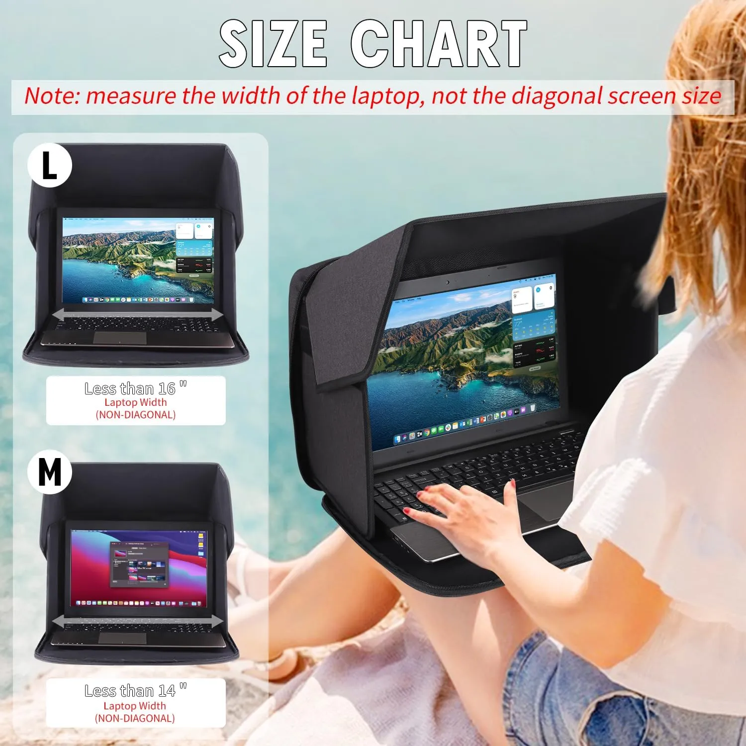 Laptop Sun Shade, Laptop Sun Glare Shield Privacy Screen Hood Computer Sunshade Bag for Working Outside Outdoor Foldable Computer Shield Cover Outside 15-16''(Patent Pending)