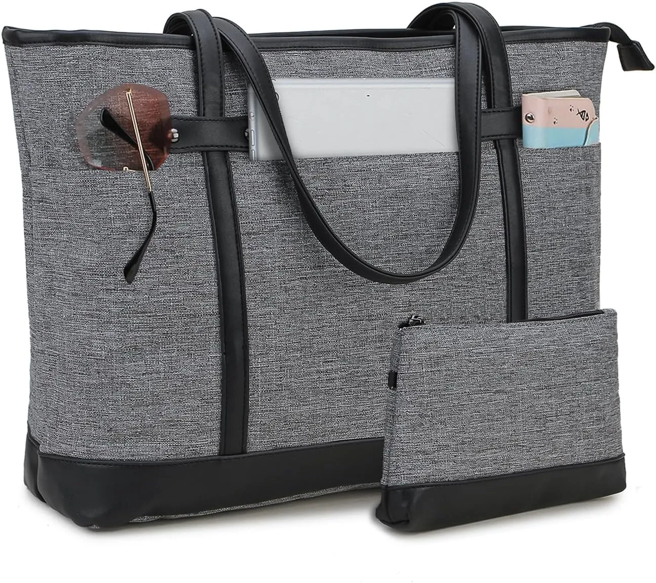 Laptop Tote Bag for Women,RAVUO Water Resistant 15.6 Inch Computer Handbag Purse Teacher Bag With Portable Small Pouch