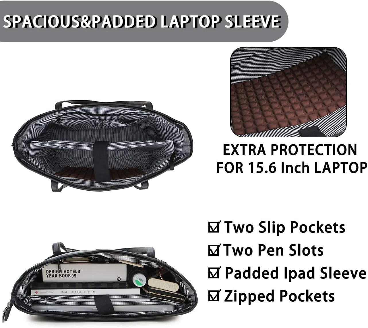 Laptop Tote Bag for Women,RAVUO Water Resistant 15.6 Inch Computer Handbag Purse Teacher Bag With Portable Small Pouch