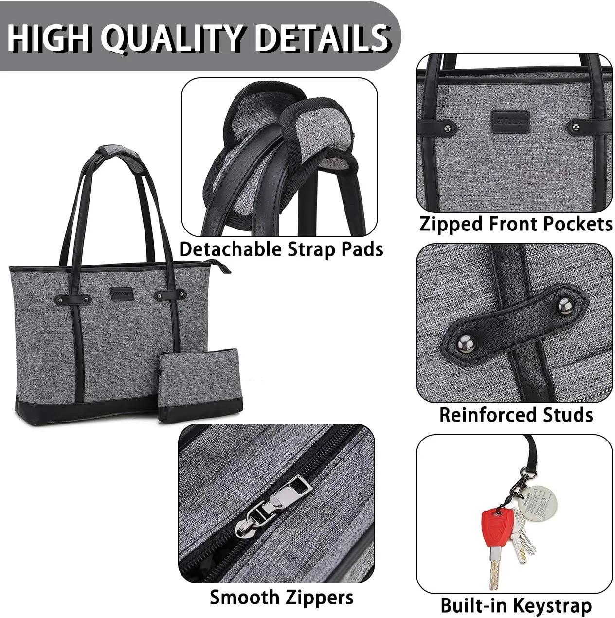 Laptop Tote Bag for Women,RAVUO Water Resistant 15.6 Inch Computer Handbag Purse Teacher Bag With Portable Small Pouch