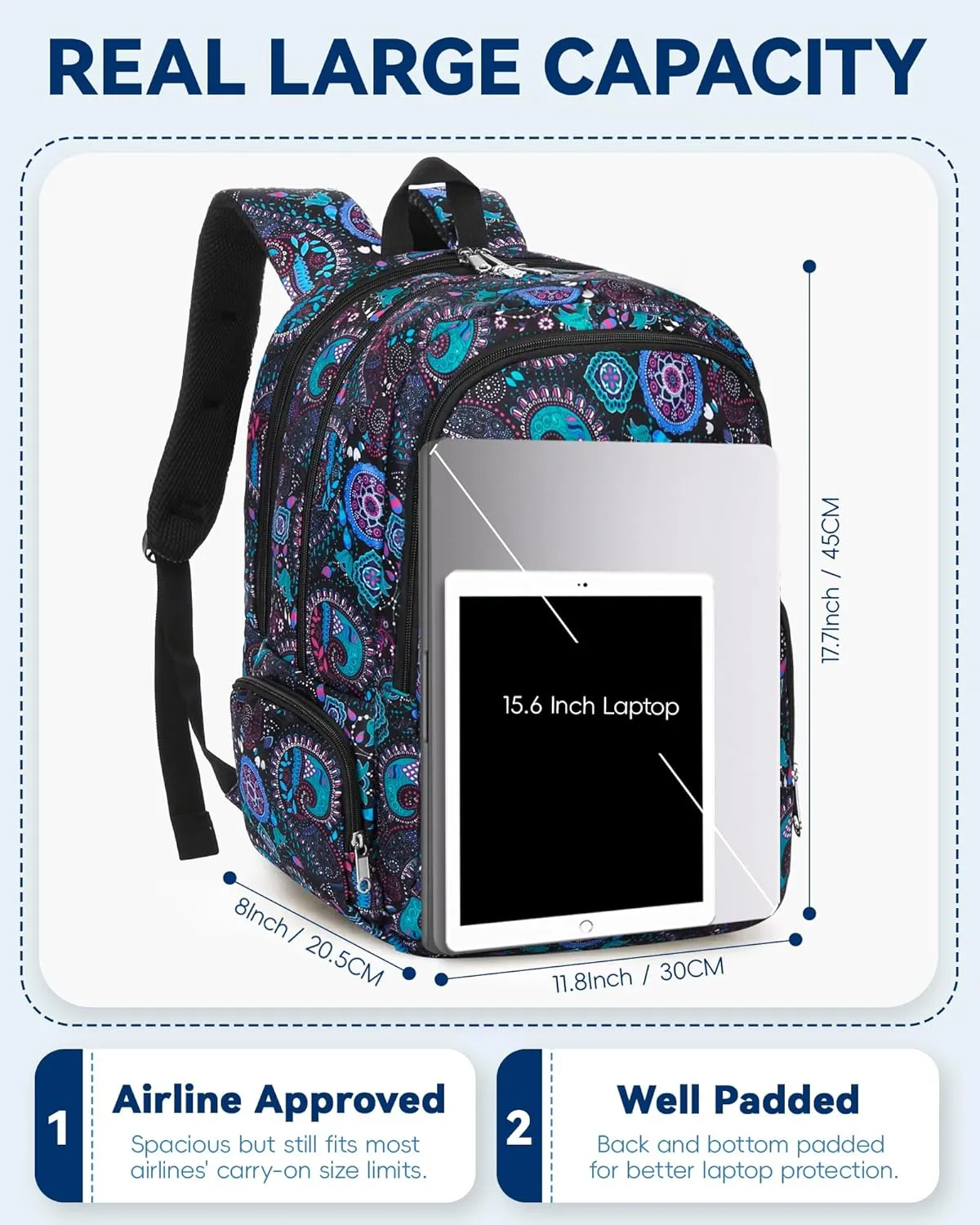 Large Backpack for Women College Campus School Book Bags with 15.6 inch Laptop Compartment Bookbags for Girls Water Resistant XL Large Capacity Backpack with Lots of Pockets Morrales Mochilas de Mujer