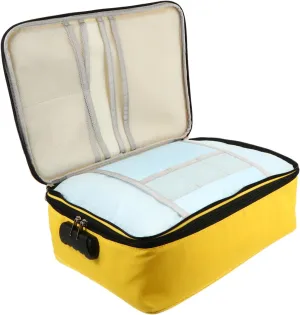 Large Capacity Id Card Holder Document Pouch Stationery Bag Lock Multi-pocket