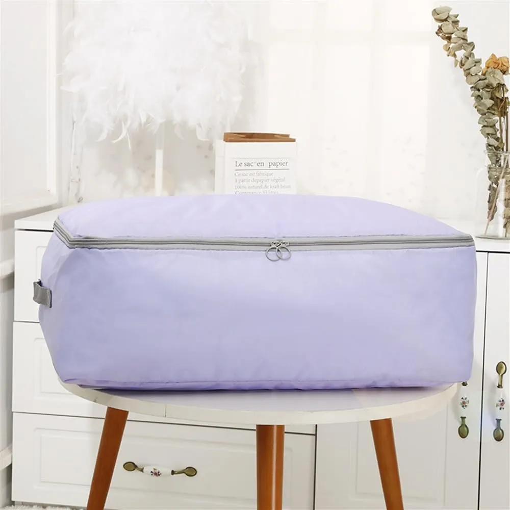 Large Capacity Wardrobe Moisture Proof Organizer Bags Foldable Clothes Quilt Storage Bags Multifunctional Sundries Storage Bag(Blue,L 60x50x25cm)
