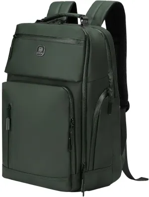 Large Capacity Water Resistant Laptop Backpack, 17 Inch Airplane Approved Durable Bag for College, Business Travel, Green