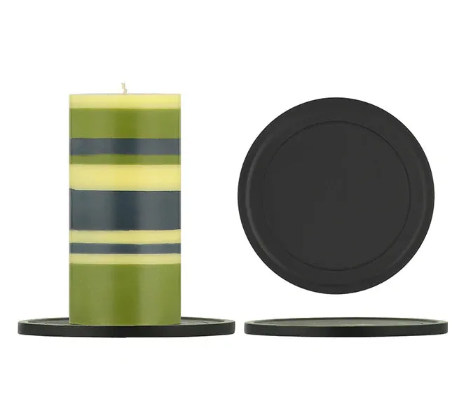 Large Metal Candle Plate | Jet Black