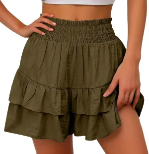 Lastesso Shorts for Women Trendy Cute Flowy Dance Shorts Ruched High Waisted Summer Vacation Shorts Comfy Cotton Short Pants
